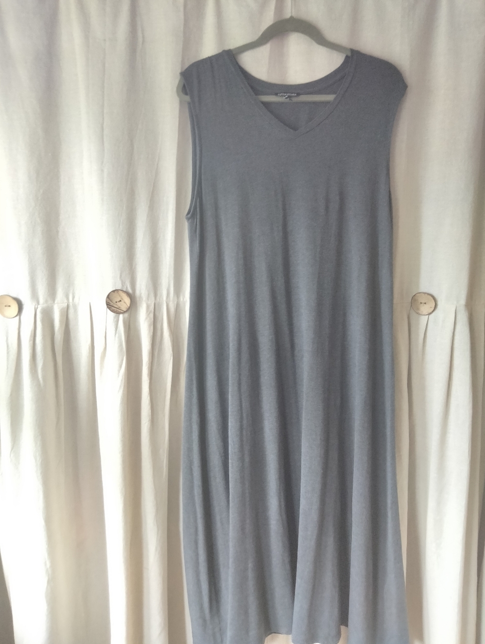 Eileen Fisher Sleeveless V-Neck Maxi Dress in Heather Gray ; Size Large